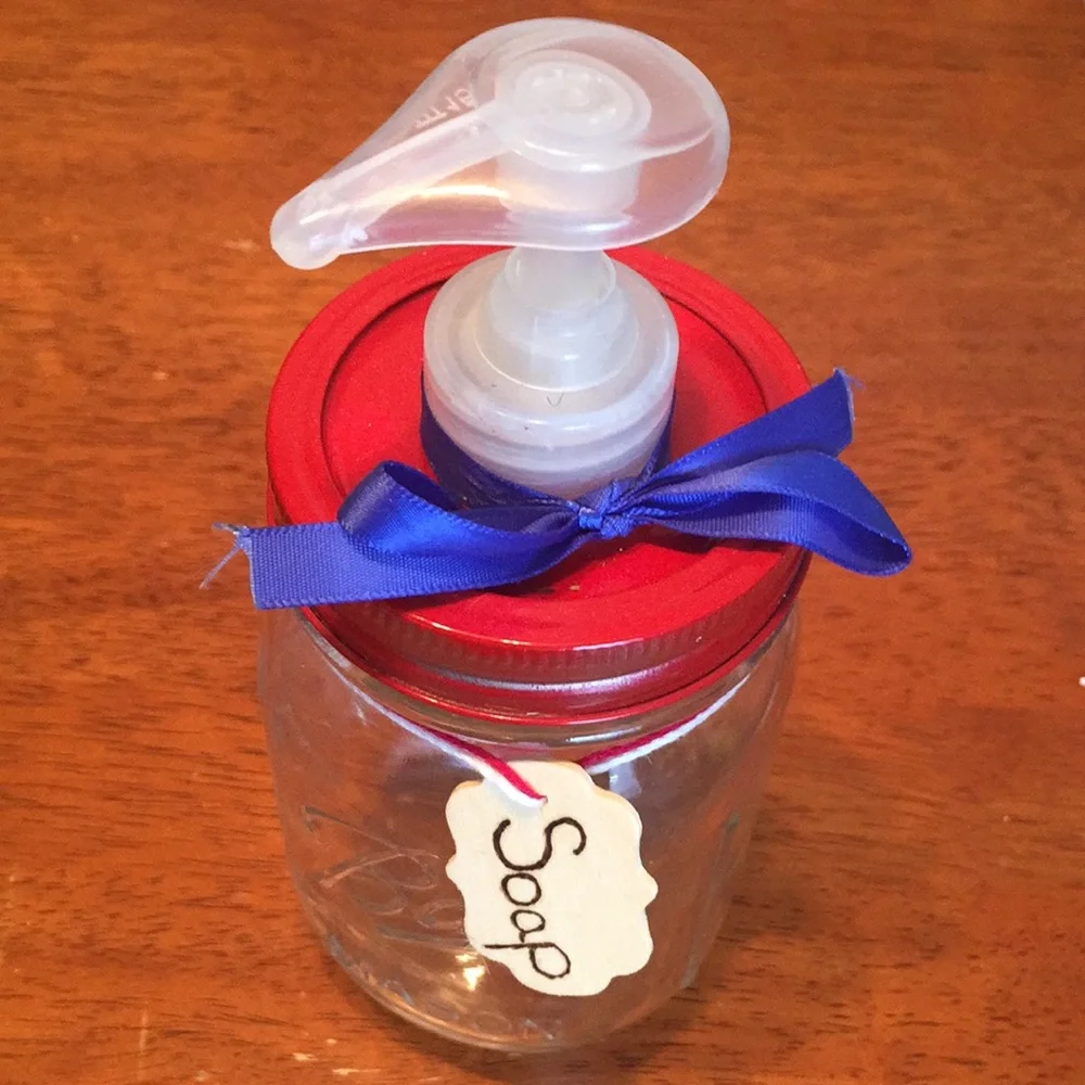 Hand Crafted- Red lid soap jar